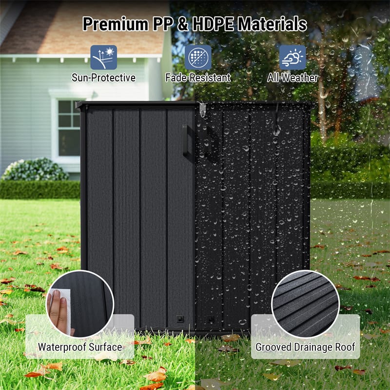 175 Gallon Outdoor Storage Shed, All-Weather Resin Patio Storage Box with Floor, Lockable Door & Removable Shelf, Waterproof Garden Tool Shed