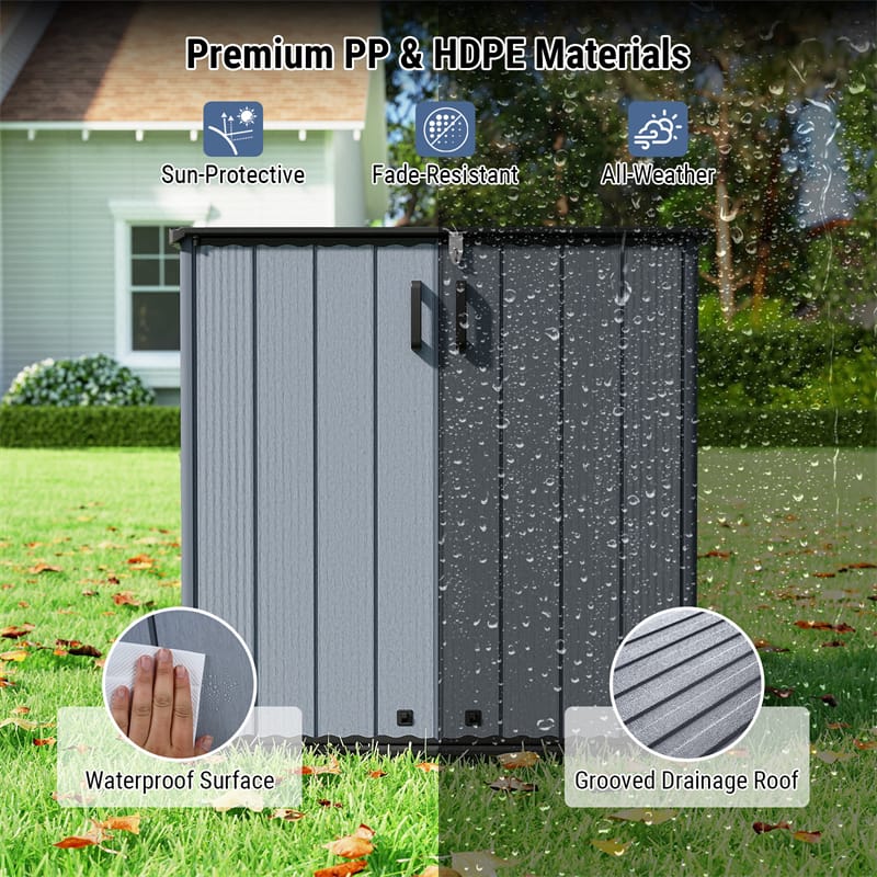 175 Gallon Outdoor Storage Shed, All-Weather Resin Patio Storage Box with Floor, Lockable Door & Removable Shelf, Waterproof Garden Tool Shed