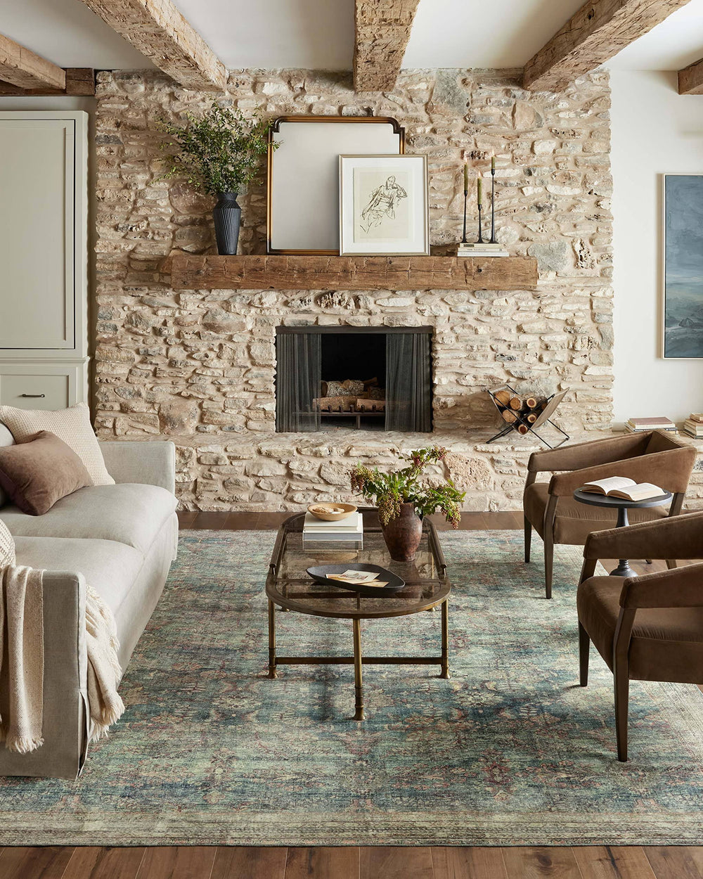 Magnolia Home by Joanna Gaines x Loloi Banks Ocean/Spice 7'-6" x 9'-6" Area Rug