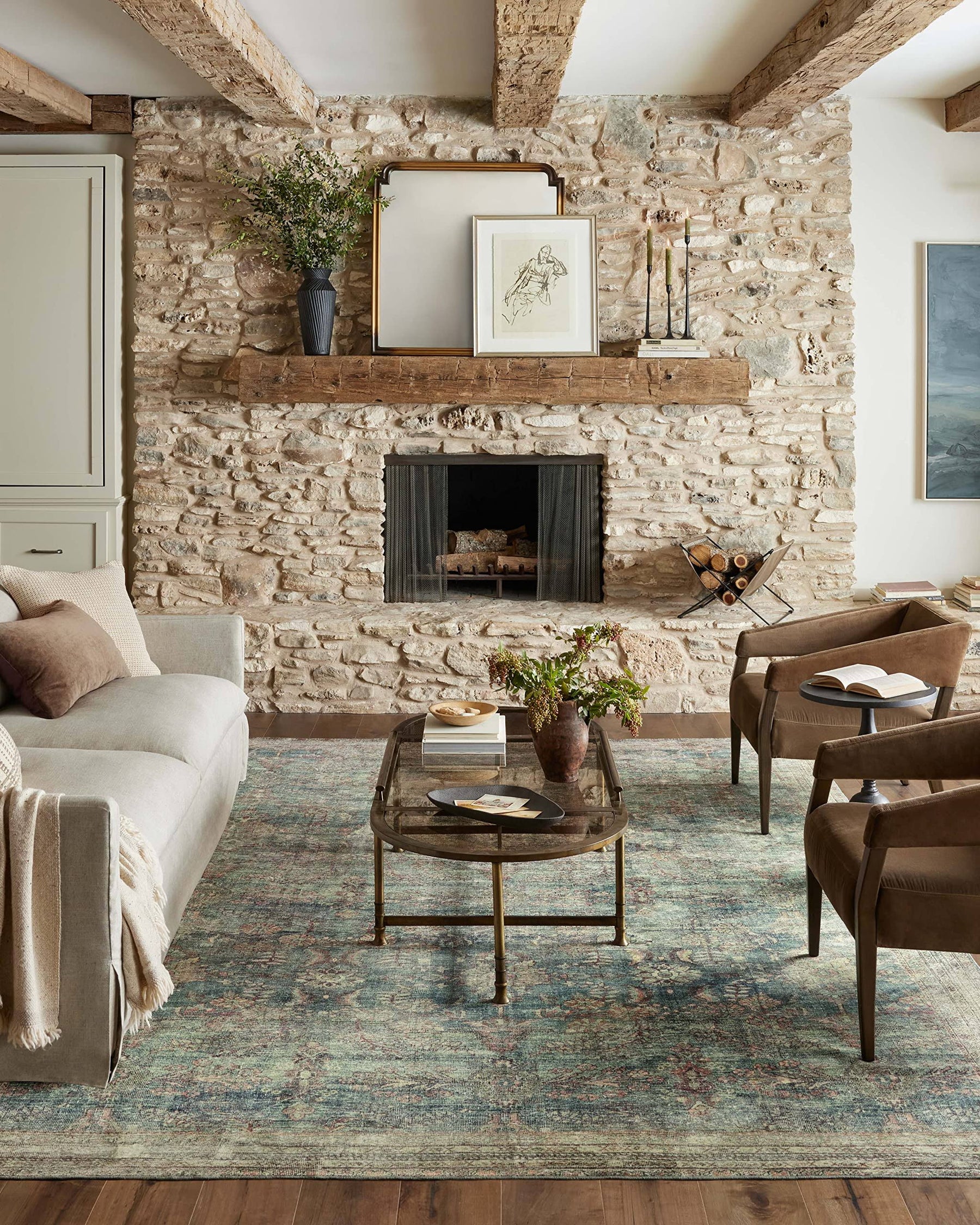 Magnolia Home by Joanna Gaines x Loloi Banks Ocean/Spice 7'-6" x 9'-6" Area Rug