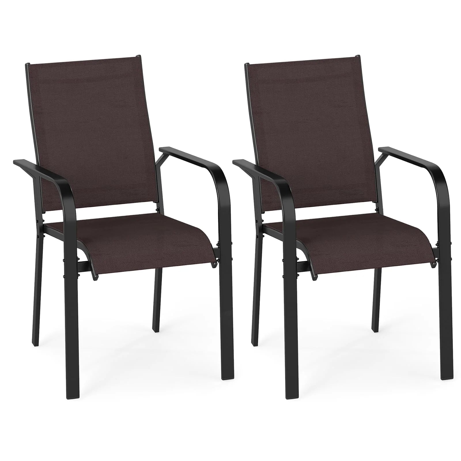 Tangkula Patio Dining Chairs | Stackable Outdoor Armchairs with Metal Frame
