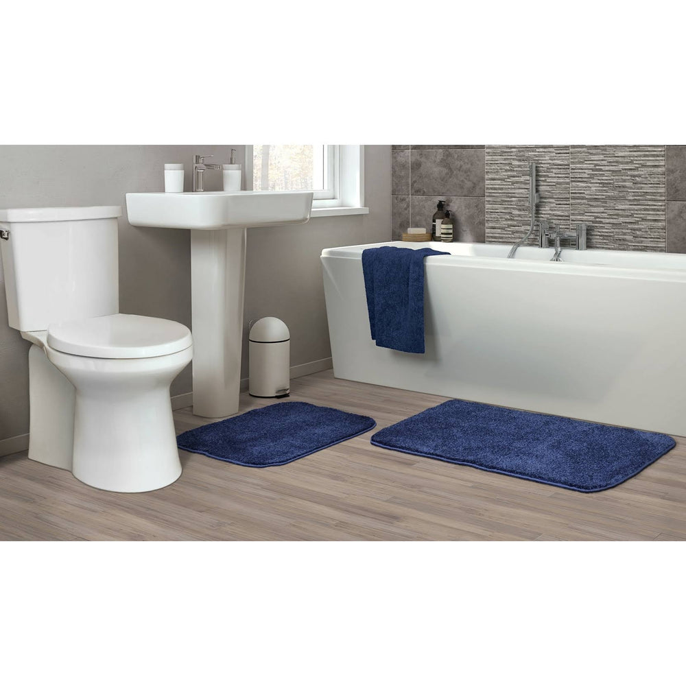 Garland Rug Gramercy 2 Piece Washable Bathroom Rug Set Navy